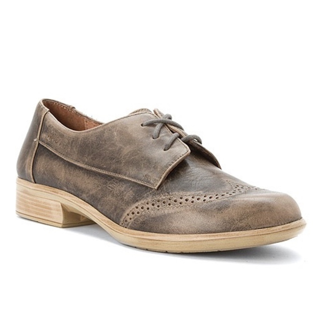 Naot Lako Lace Up Oxford Shoes in Burnished Brown Leather Size 39